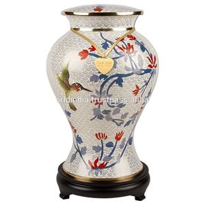Urna Funeraria de Metal Estilo Americano con Diseño de Aves en Cloisonné - Product Image 2