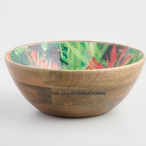 Cuenco para servir de forma redonda de Color marrón, Material de madera, artículos de comedor decorativos, ensaladera de frutas y nueces de Chocolate - Product Image 3