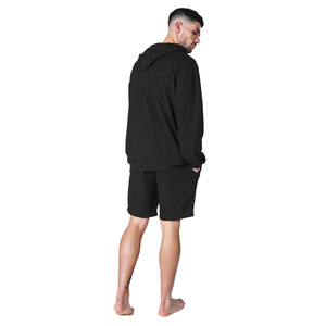 Sweat à capuche noir pur pour hommes, pull-over, avec short de course, cordon coulissant surdimensionné, 2020 - Product Image 5