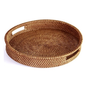Vajilla Redonda Plegable de Ratán Vietnamita Hecha a Mano y Ecológica, y Cesta de Almacenamiento Multifuncional Personalizable para el Hogar y Uso Alimentario - Product Image 1