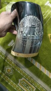 Haute Qualité Viking Navire Gravé Corne À Boire Tasse Poli Animal Style Nautique Artisanat Produit D'artisanat Naturel - Product Image 2