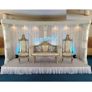 Pilares de cristal blanco abierto Escenario DE BODA Increíble escenario de recepción indio de estilo de media luna para recepciones de Bodas de concepto abierto Reino Unido - Product Image 1