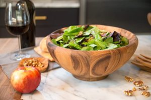 Bol fait main en bois massif naturel pour servir des salades et des fruits Design élégant pour la cuisine à domicile et la table - Product Image 3