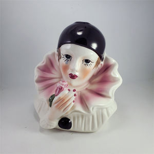 Nouveauté 2022 Figurines en <span class=keywords><strong>porcelaine</strong></span> Décoration Multicolore Vintage Pierrot <span class=keywords><strong>Clown</strong></span> Vase à fleurs Figurine en céramique du haut du corps - Product Image 4