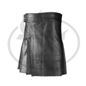 Falda de cuero estilo Kilt, de uso Regular, escocesa, negra - Product Image 4