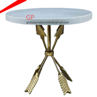 Table basse de forme ronde au design classique avec plateau en marbre blanc pour la décoration