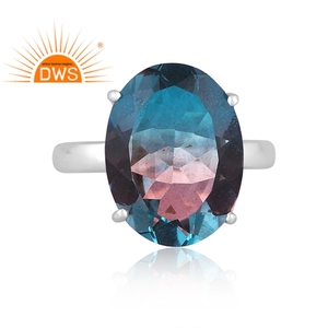 Gran Venta de plata de ley fina Natural Bio Alexanderite Doublet Cuarzo Piedra preciosa Anillo apilable Fabricante de joyas - Product Image 2