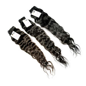 Extensiones de cabello humano de onda profunda brasileña, extensiones de cabello virgen indio alineadas con cutícula cruda de tejido de pelo de color natural 100% - Product Image 3