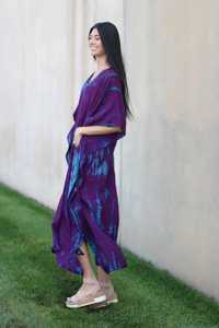 Caftán de algodón con tinte de corbata largo para mujer, ropa India de manga larga con escote en v, estilo bohemio, venta al por mayor - Product Image 2