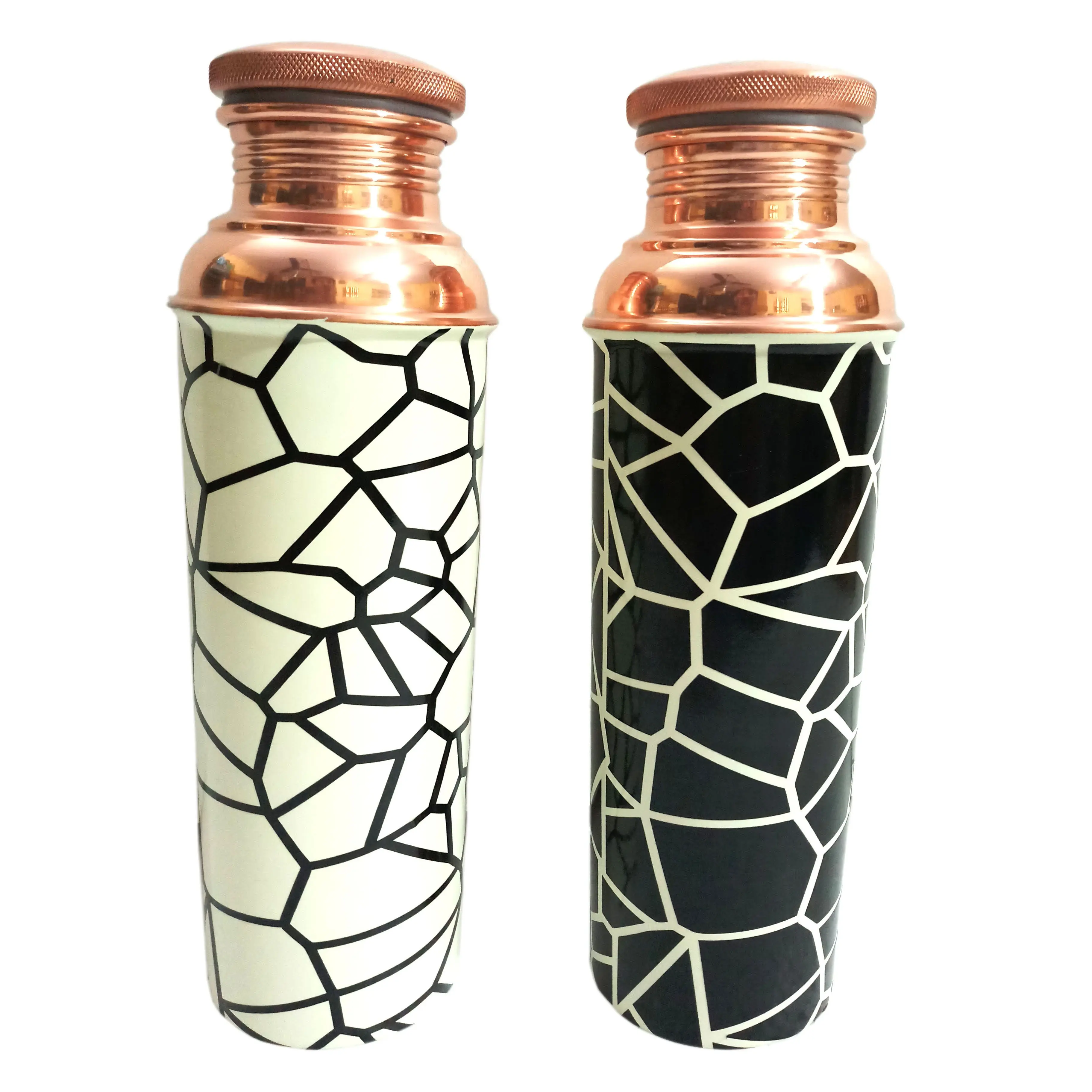 Elegant texture painted copper water bottle suppliers of printed copper water drinking bottle at low price BY INDIAN METAL WORLD