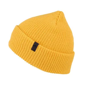 Bán Buôn Rắn Vàng Cotton Hữu Cơ Dệt Tag Dệt Kim Gân Bé Beanie Hat Cap