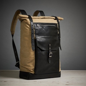 Mochila de cuero de lona enrollada para hombre, bolsa encerada para ordenador portátil, de algodón, regalo personalizado, IBS-0023, 2022 - Product Image 2