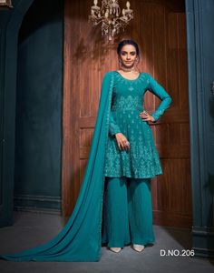 Último indio pakistaní Zaida Anarkali Palazzo Salwar Kameez hermoso bordado fiesta desgaste vestido de mujer bodas fiestas Surat - Product Image 2