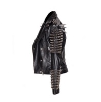 Veste en cuir noir gothique pour homme avec longues pointes métalliques, style rockeur punk, Bad Boys Club, vestes de motard faites à la main