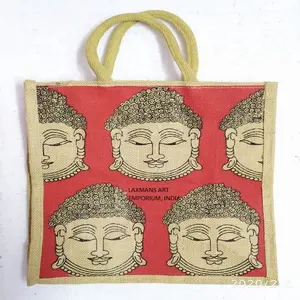 jute buddha printed bags
