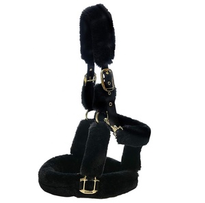 Licol de tête d'équitation réglable doux, rembourré, brillant, en molleton, licou, licou, équipement d'équitation - Product Image 1