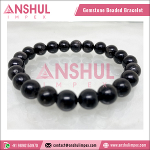 Worldwide Selling Excellent Quality Wholesale Healing Meditation Black Color Healing Apachetears Round <b>Gemstone</b> Beaded <b>Bracelet</b> - Product Image 4
