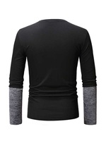 T-shirt à manches longues col rond pour femme, collection hiver 2021, Top tendance, en Patchwork, bloc de couleur,