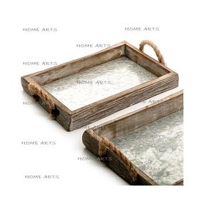 Bandeja de madera para servir con asas de cuerda Juego de 2 Bandejas para servir té y café de diferentes tamaños a un precio asequible - Product Image 4