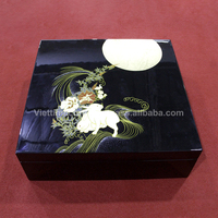 Nouvelle conception de boîte en laque personnalisable, origine Vietnam, style imitation antique, décoration intérieure/usage de service, boîte en laque à lignes blanches