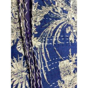 Black Luxury Bedding Home Decor Indian Handmade Floral Print Cotton Kantha <b>Quilt</b> Beautiful Floral Wholesale Kantha <b>Bedspread</b> - Product Image 4