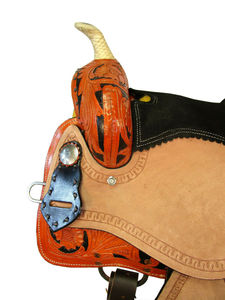 Juego de tachuelas de sillín de caballo occidental de carreras de barril de cuero genuino Premium Múltiples colores y tamaños disponibles Tamaño del asiento 14 "-18" - Product Image 5