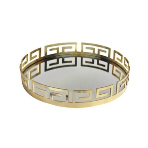 Taille personnalisée plus récent grand étain de forme ronde finition argent plateau miroir en métal pour la décoration de table de luxe service à domicile plateaux de service - Product Image 6