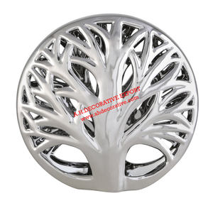 Sculpture ronde en métal d'arbre pour décoration de maison de table Sculpture unique en forme d'arbre Sculpture en aluminium de table plaquée or - Product Image 3