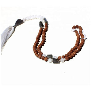 สร้อยมาลาหินมูนสโตนสีรุ้ง 108 เม็ด ทำด้วยมือ ขนาด 6 มม. หินคริสตัลบำบัดธรรมชาติ ของขวัญงานศาสนาฮินดู รูดรา - Product Image 1