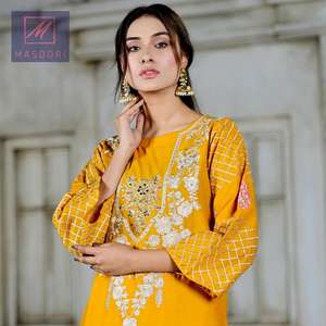 Kurti Indio Moderno para Fiesta, Hecho a Mano con Hilo, para Mujer, 5 Colores, Algodón Premium, Colección 2025, Masoori - Product Image 3