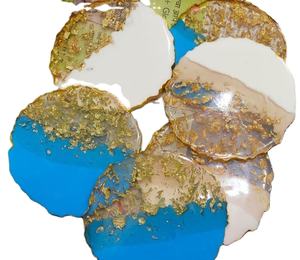 White & Blue Custom Colour Cup Resin <b>Coasters</b> <b>Black</b> Resin <b>Coasters</b> Classic Resin <b>Coasters</b> - Product Image 1