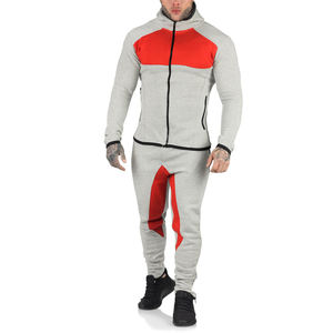 Survêtement d'hiver épais à blocs pour hommes, vêtements de jogging et de course de couleur contrastée avec capuche et pantalon à fermeture éclair, en solde - Product Image 4