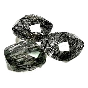 Cushion Briolette <b>But</b> <b>Black</b> Rutilated Quartz Checkerboard Cut Cushion And Other Shapes And Sizes Made On Order - Product Image 6