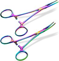 Pinces à Piercing multicolores arc-en-ciel, pinces courbées et droite, hthermostat, avec mâchoires dentelées, 1 pièce
