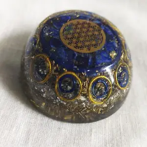 Lapis Lazuli orgone Mặt dây chuyền với đồng vàng bán buôn pha lê chữa bệnh khắc Usui Reiki biểu tượng đá quý năng lượng tích cực GE