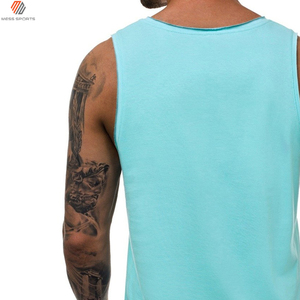 Débardeur pour homme en polyester tricoté bleu clair, couleur unie, respirant, col rond, décontracté, pour l'entraînement - Product Image 6