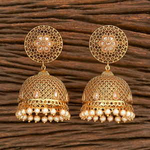 ซื้อแฮนด์เมดส่งออกที่มีคุณภาพที่สวยงามออกแบบต่างหู Jhumki โบราณชุบทอง206925สำหรับขายส่ง - Product Image 4