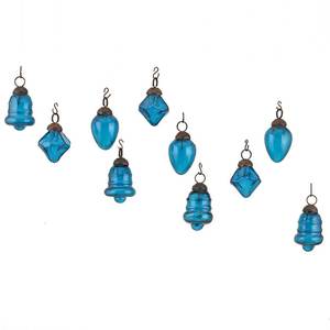 Fait à la main Premium Bleu Verre Combo Mélange Forme Minuscule Ornement De Noël Décoration GSET-583 - Product Image 1