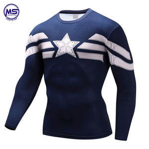 Chemises américaines de Fitness et de musculation pour hommes, vêtements à Compression, imprimé en 3D, longues manches, protection Rash, nouveau - Product Image 2