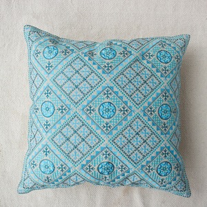 ตกแต่ง Chambray เครื่องเย็บปักถักร้อย16X16เบาะคลุมด้วยกระจกทำงานแบบดั้งเดิมเบาะครอบคลุม - Product Image 3