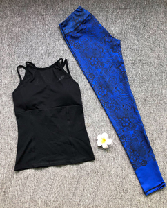 Conjunto de Yoga sin costuras para mujer, camisas de entrenamiento y legging, leggings estampados por sublimación, 2 piezas, precio al por mayor - Product Image 4