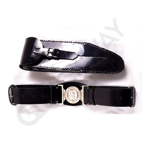 เข็มขัดขบวนพาเหรดสีดำพลาสติกพีวีซีหัวเข็มขัดเงินพิธีการ - Product Image 3