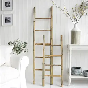 Hot Selling Bamboe Ladder Rack Natuurlijke Ruwe Deken Bamboe Handdoek Ladder Groothandel Made In Vietnam