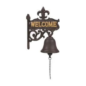 Welcome Cast Iron Bell For Front Door Rustic Modern wall mounted Door Bell Customized Heavy Metal Outdoor Bell For sale