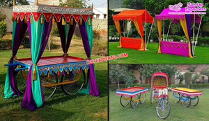Chariot et comptoir de buffet de mariage indien moderne avec des matériaux en bois et en métal, design durable pour les événements de mariage hindou Sangeet - Product Image 4