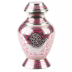 New Beautiful Pink Engraved <b>Keepsake</b> Aluminum Cremation Urn for Funeral <b>Ashes</b> Metal Brass/Aluminum - Product Image 1