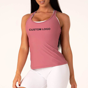 Pink Color Women's Tank <b>Tops</b> For Active Wear And Fitness Summer Gym Workout Vest Cotton Running Singlet With Cross Strops - Product Image 1