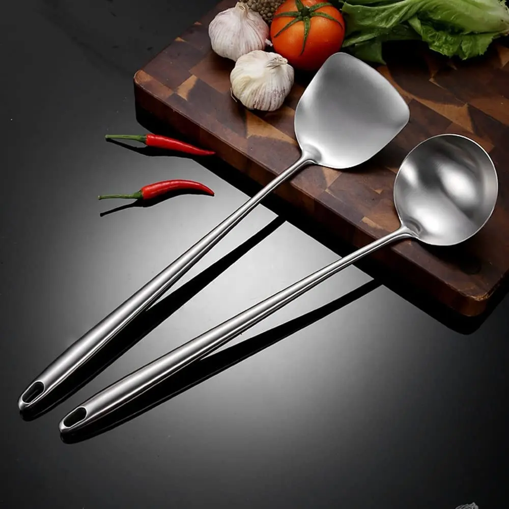 king international 7pcs Household Reusable Stainless Steel Spoon Spatula Kitchen Cooking Utensils With Wooden Handle hot sell