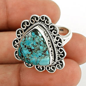 ชุดฝาสามเหลี่ยมพลอยเทอร์ควอยซ์925แหวนเงินแท้ดีไซน์เรียบง่ายแหวนแฮนด์เมดสำหรับเป็นของขวัญเครื่องประดับขายส่ง - Product Image 1