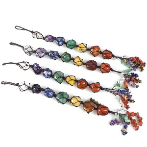 Pendentif suspendu de voiture en pierres précieuses, 7 chakra naturelles, en cristal, pour décoration, vente en gros, 7 pièces - Product Image 5